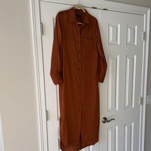 Banana Republic Terracotta Button-Up Shirt Dress